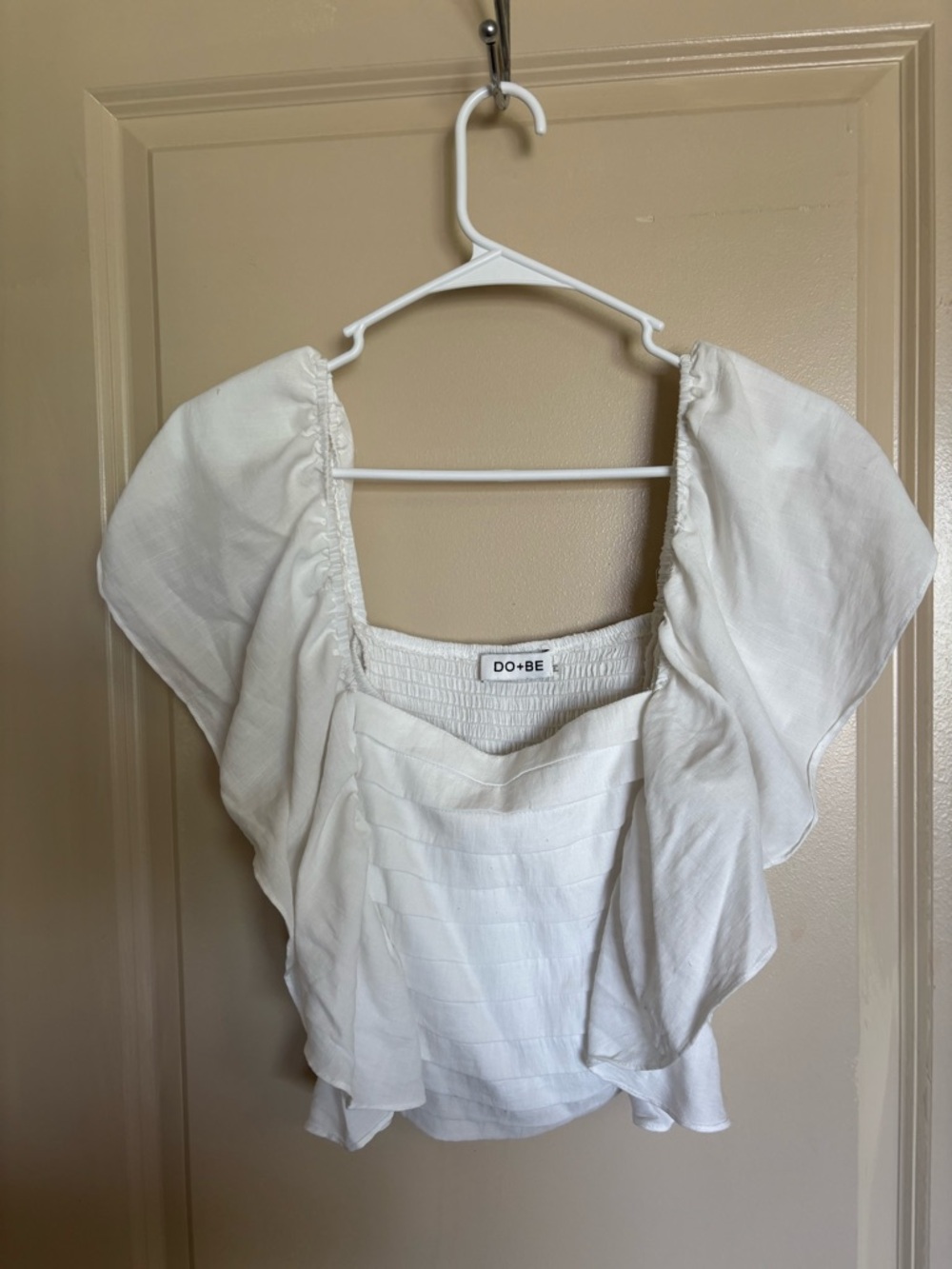 DO+BE Ivory Flutter-Sleeve Square Neck Blouse